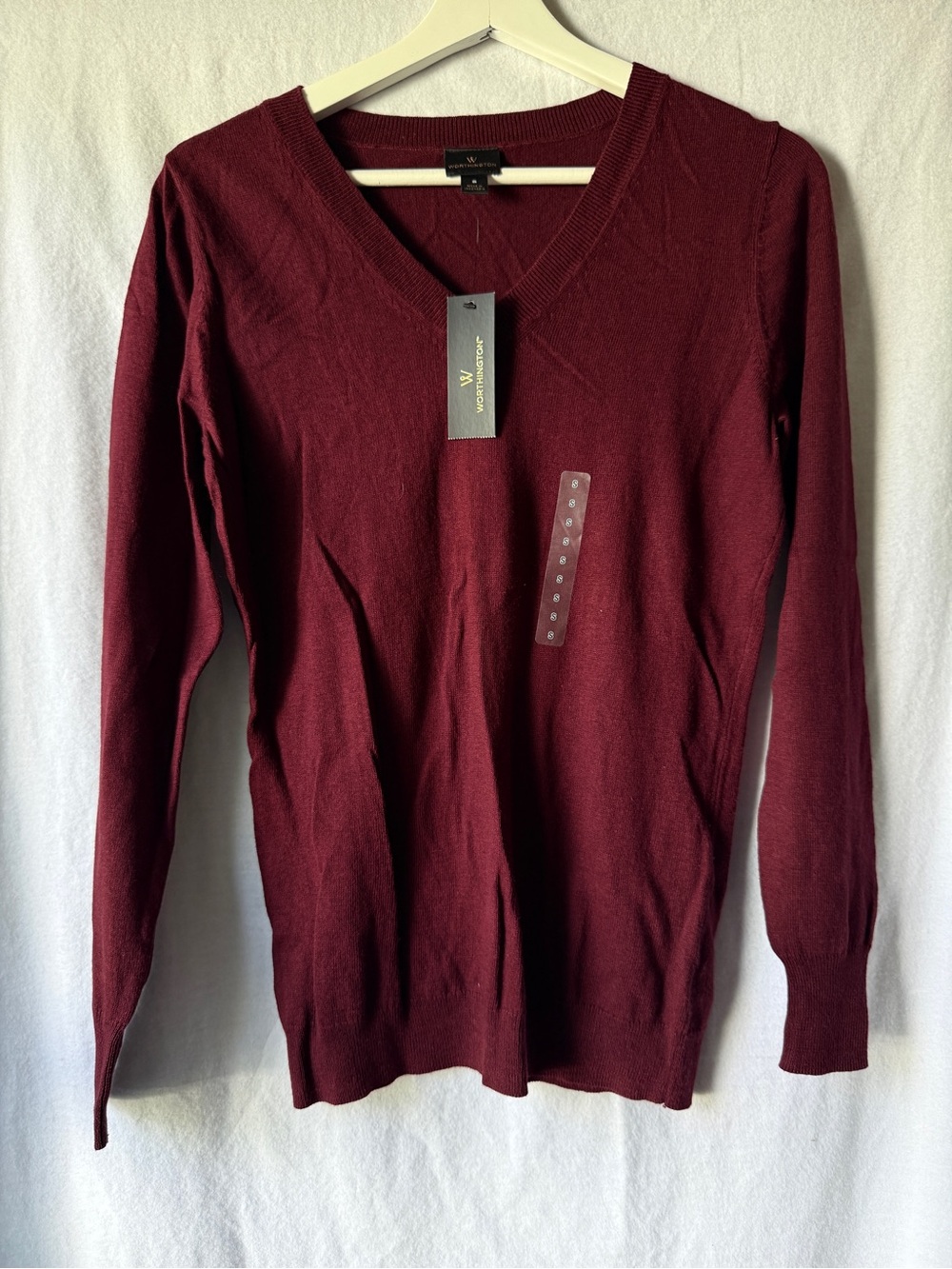 Women's V-Neck Sweater, Soft, Natural Fiber, Burgundy